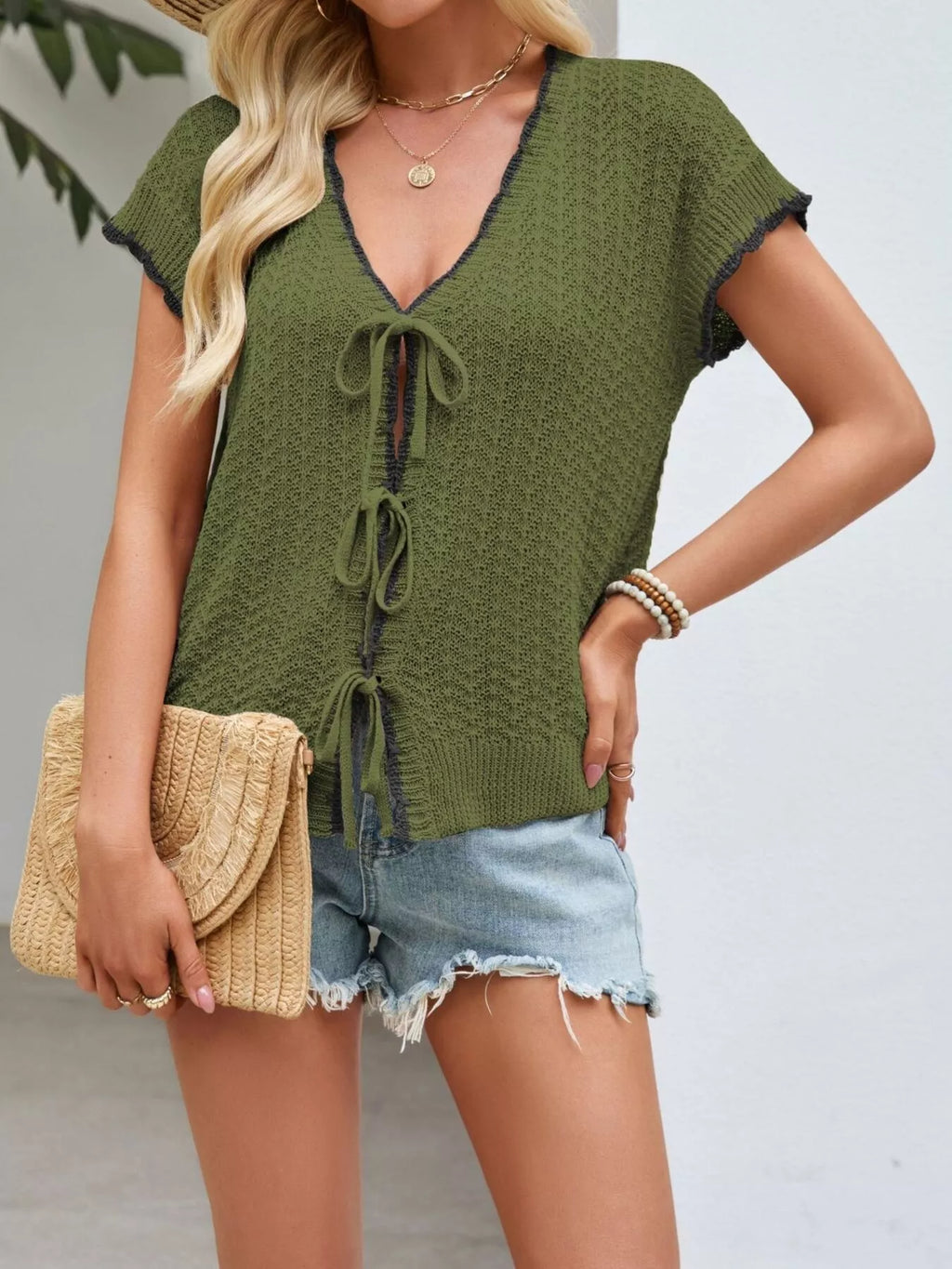 Tie-Front Knit Cardigan