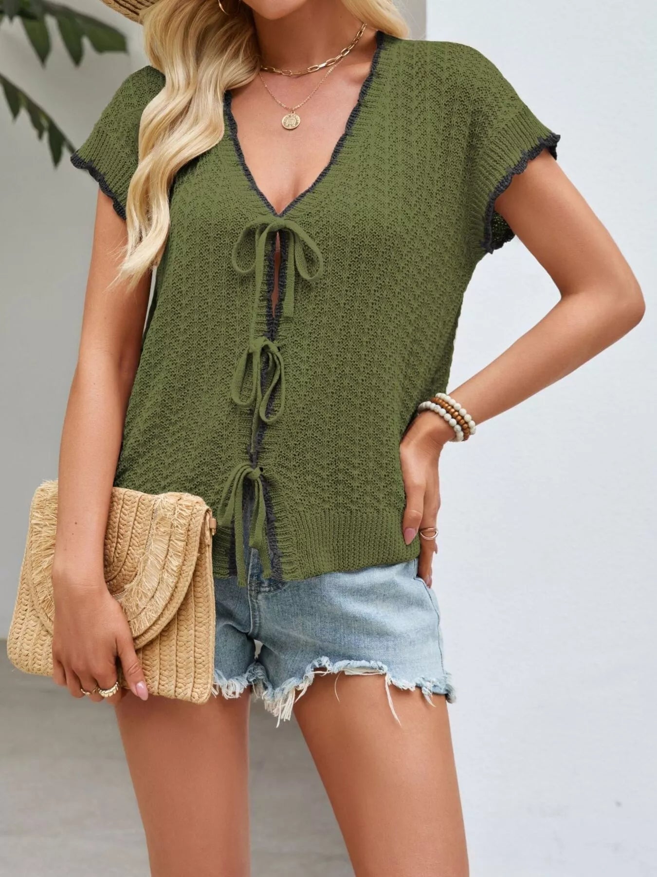Tie-Front Knit Cardigan