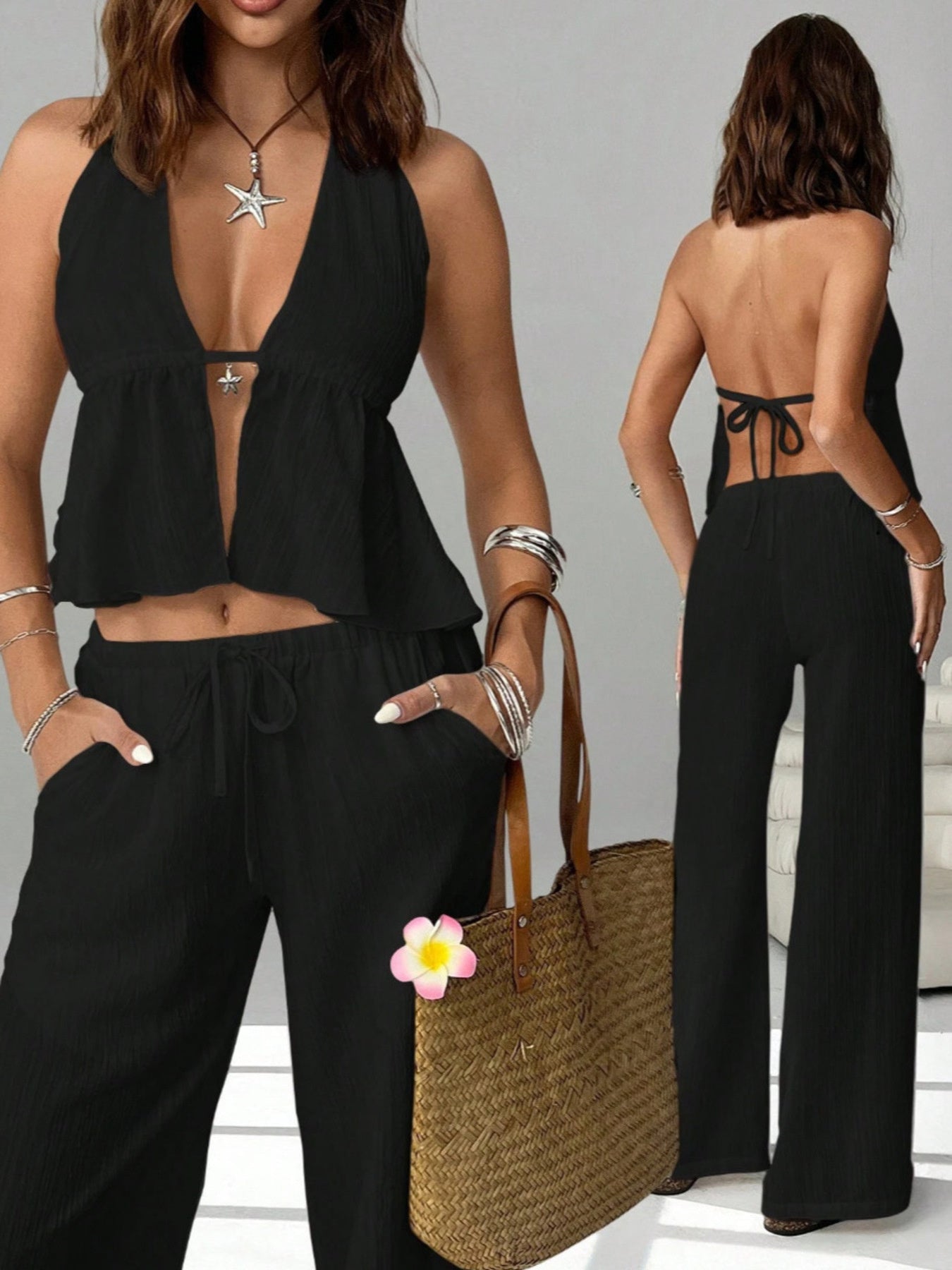 Halter Neck Cami and Pants Set