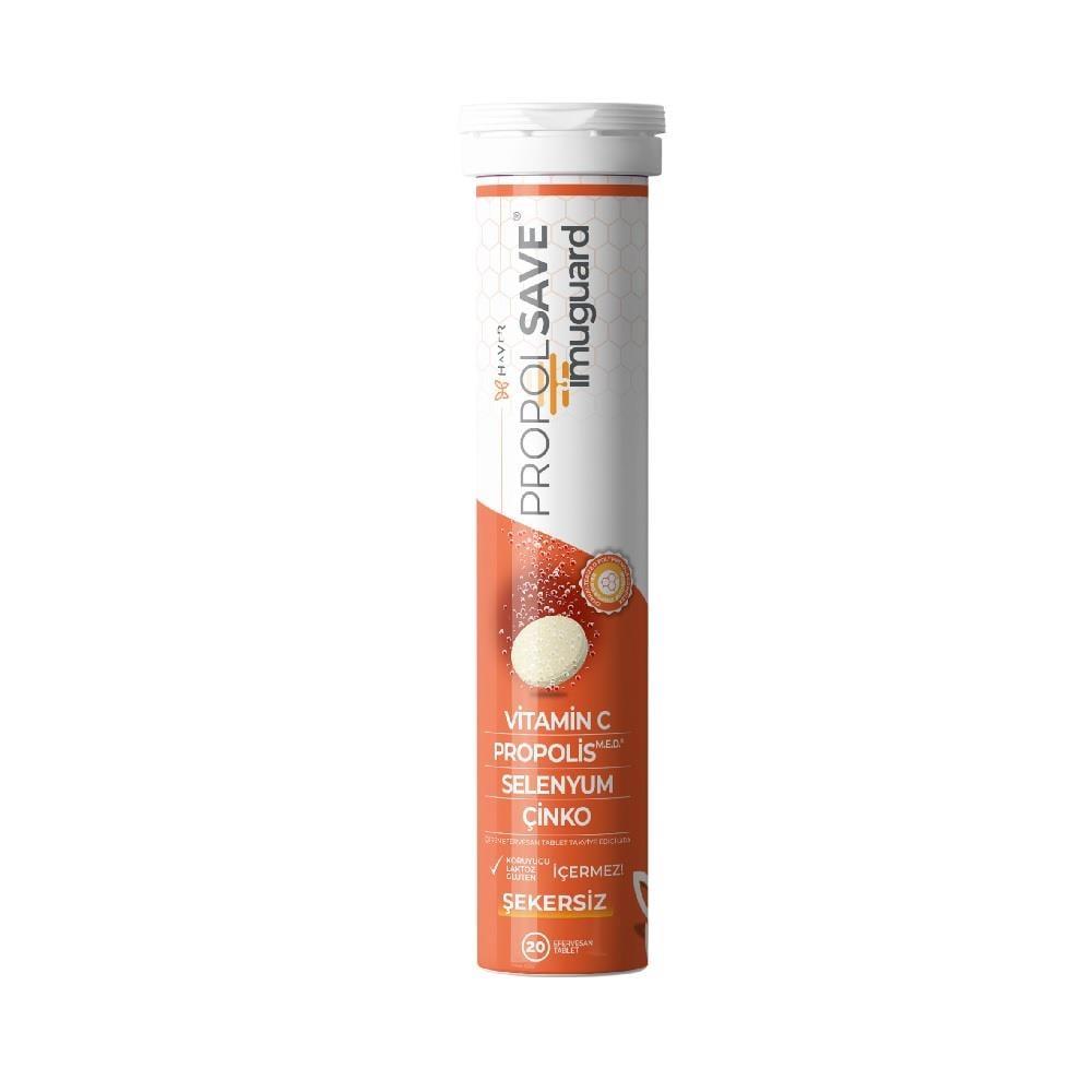Propolsave Immune Support Effervescent Vitamin Supplement with Vitamin C, Propolis, Zinc - Orange Flavored