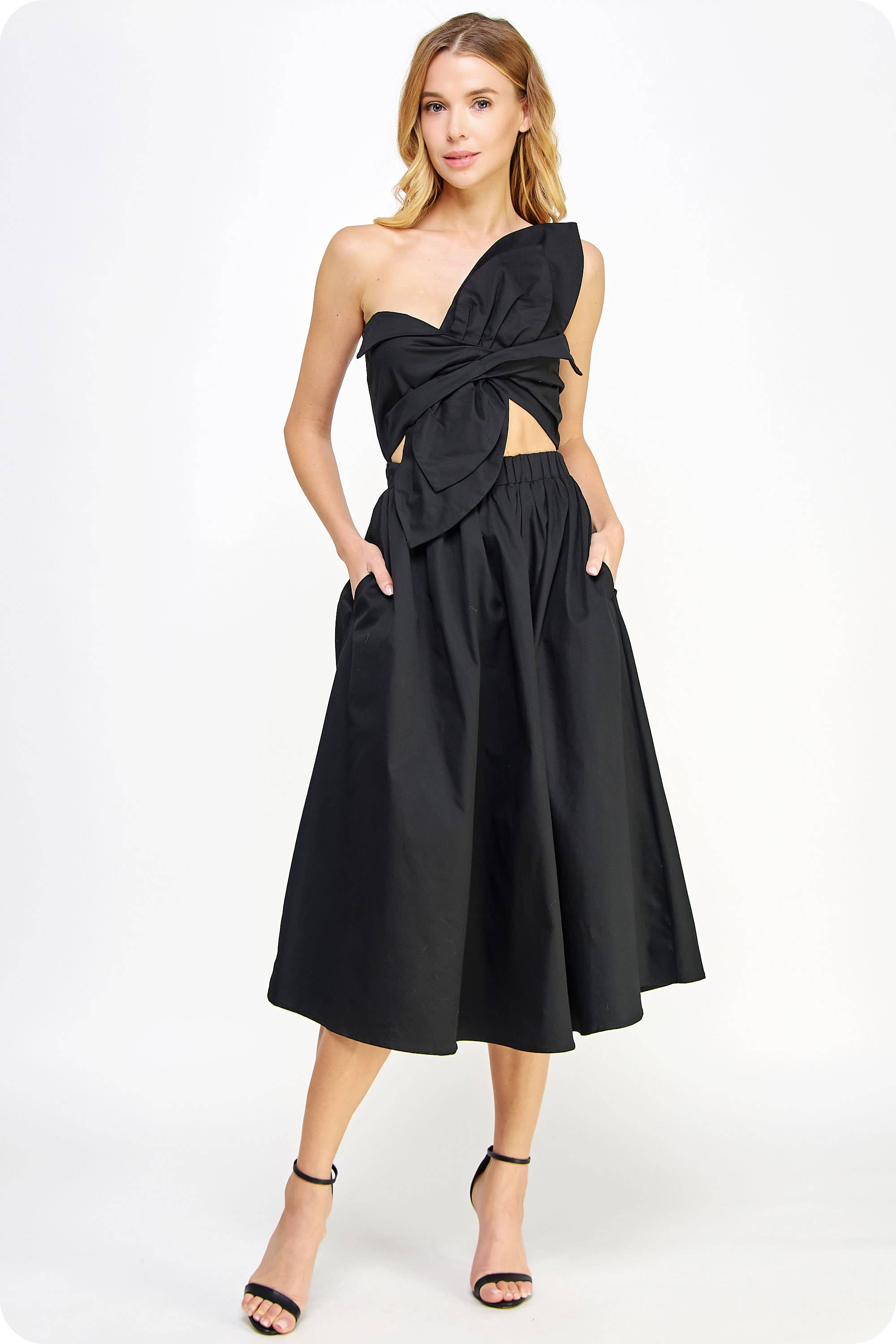 Black Knotted Bow Dress