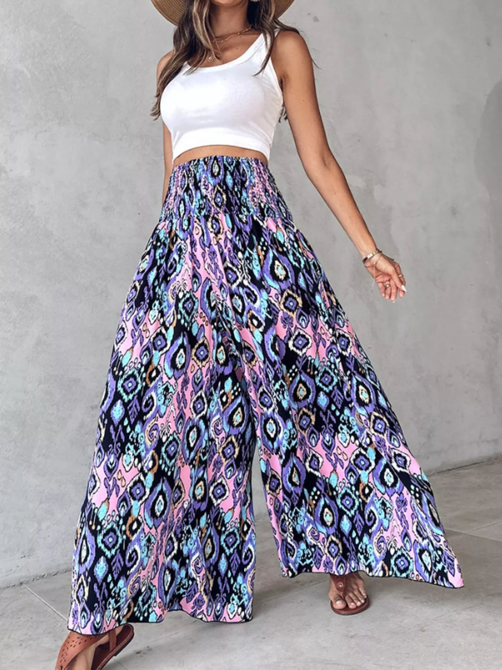 Printed Wide-Leg Pants