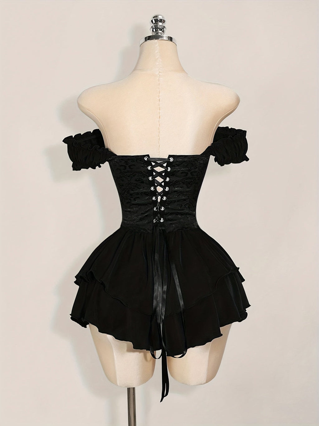 MyClosetAid One-Shoulder Dress with a Fitted Waist And Back Tie, Features Puff Sleeves And a Stylish, Elegant Cake Skirt — si