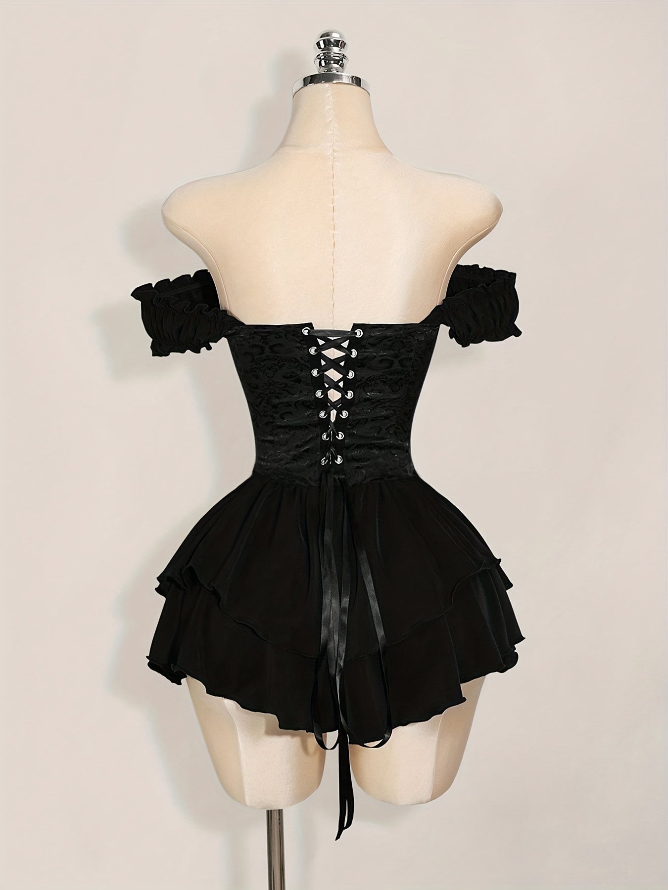MyClosetAid One-Shoulder Dress with a Fitted Waist And Back Tie, Features Puff Sleeves And a Stylish, Elegant Cake Skirt — si