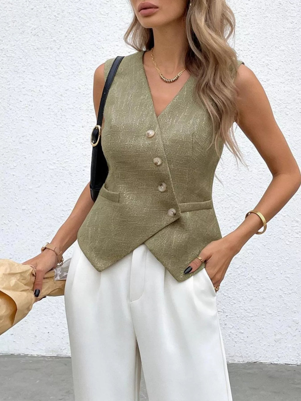 Asymmetrical Button-Down Vest