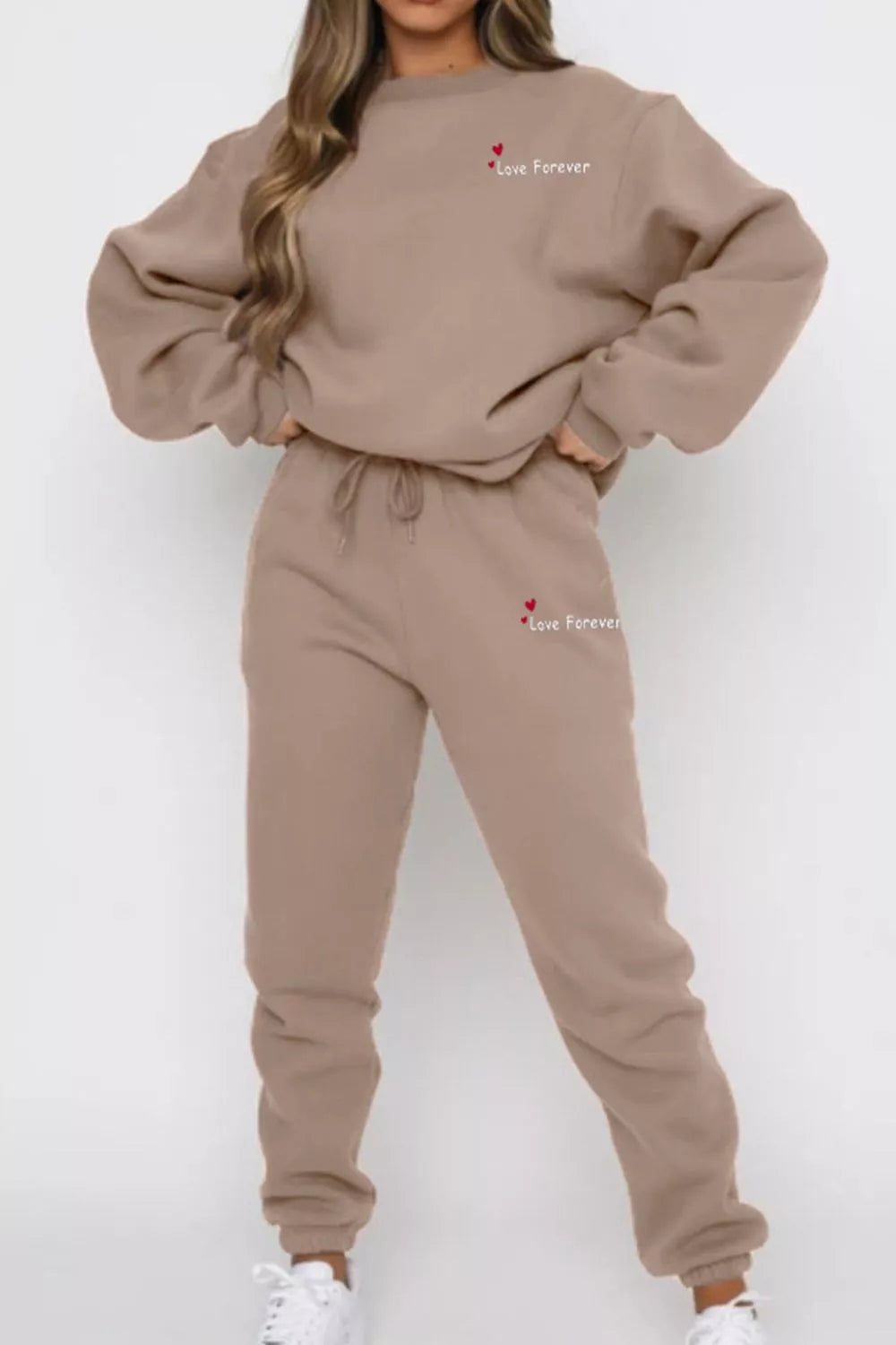 Round Neck Sweatshirt and Joggers Set