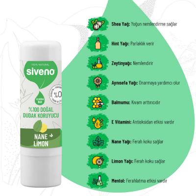 Siveno Natural Lip Balm with Mint & Lemon - Cruelty-Free, Organic Lip Care