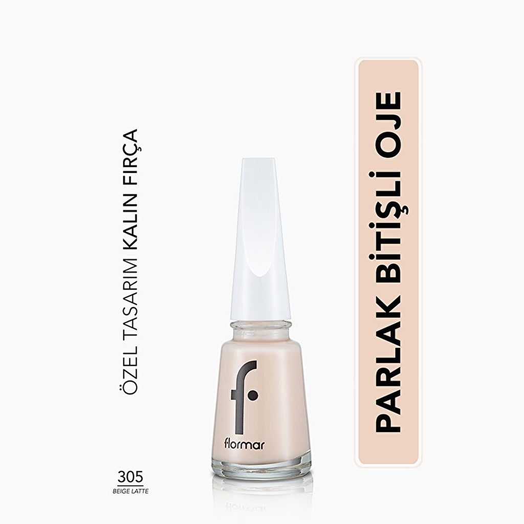 Flormar Beige Latte Nail Polish - High Pigment, Long Lasting, Chip Resistant - Salon Quality Manicure at Home