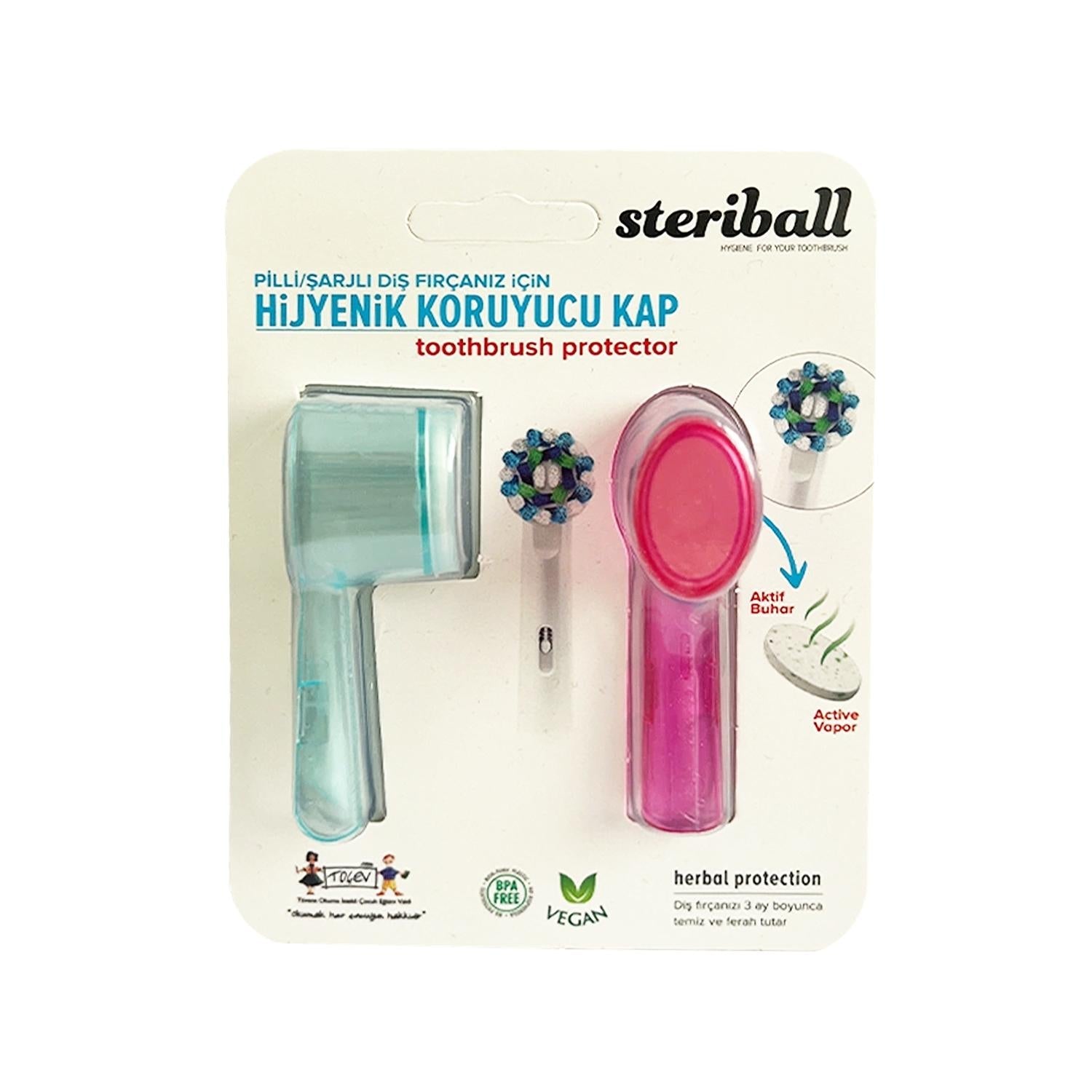 Steriball Hygienic Electric Toothbrush Holder - Pink & Light Blue - Keeps Toothbrush Clean & Germ-Free