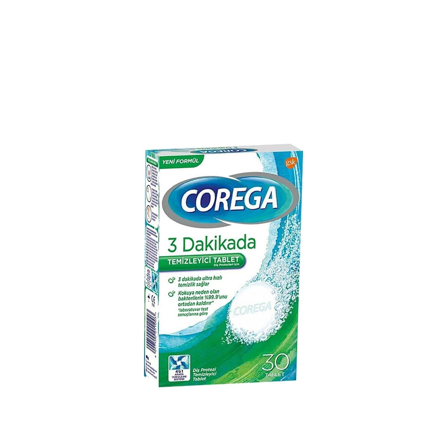 Corega Dental Prosthesis Whitening Cleaner 30 Tablets - Effective Dental Prosthetic Care for a Brighter Smile