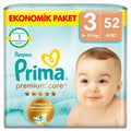 Prima Baby Diapers Premium Care Size 3 - 52 Count Midi Jumbo Pack for Sensitive Skin