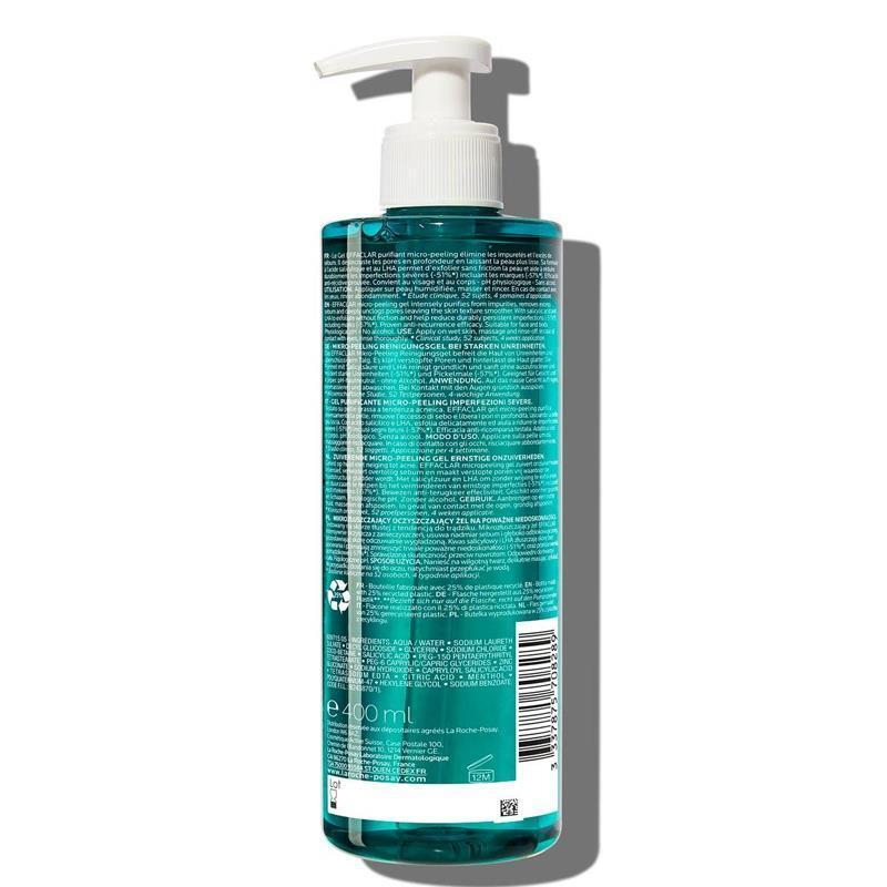 La Roche-Posay Effaclar Micro-Peeling Facial Cleanser - 400ml - Acne Treatment, Gentle Exfoliation for Smoother Skin