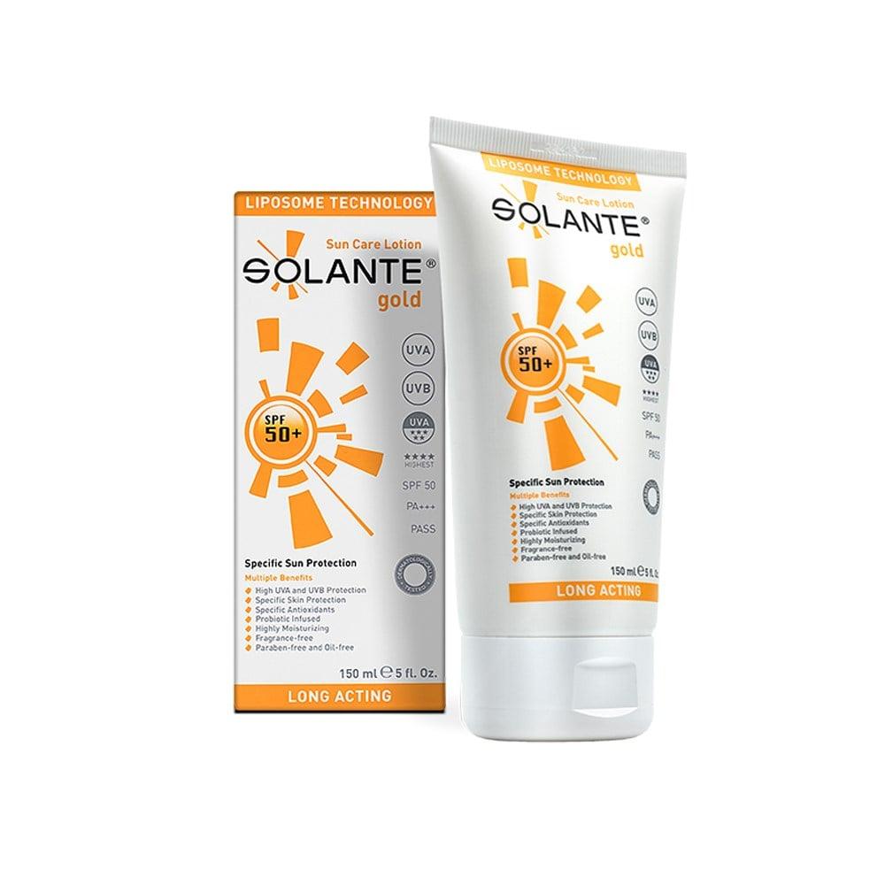Solante Gold SPF 50+ Sunscreen Lotion - Vegan, Moisturizing, Dermatologically Tested - 5.07 fl oz