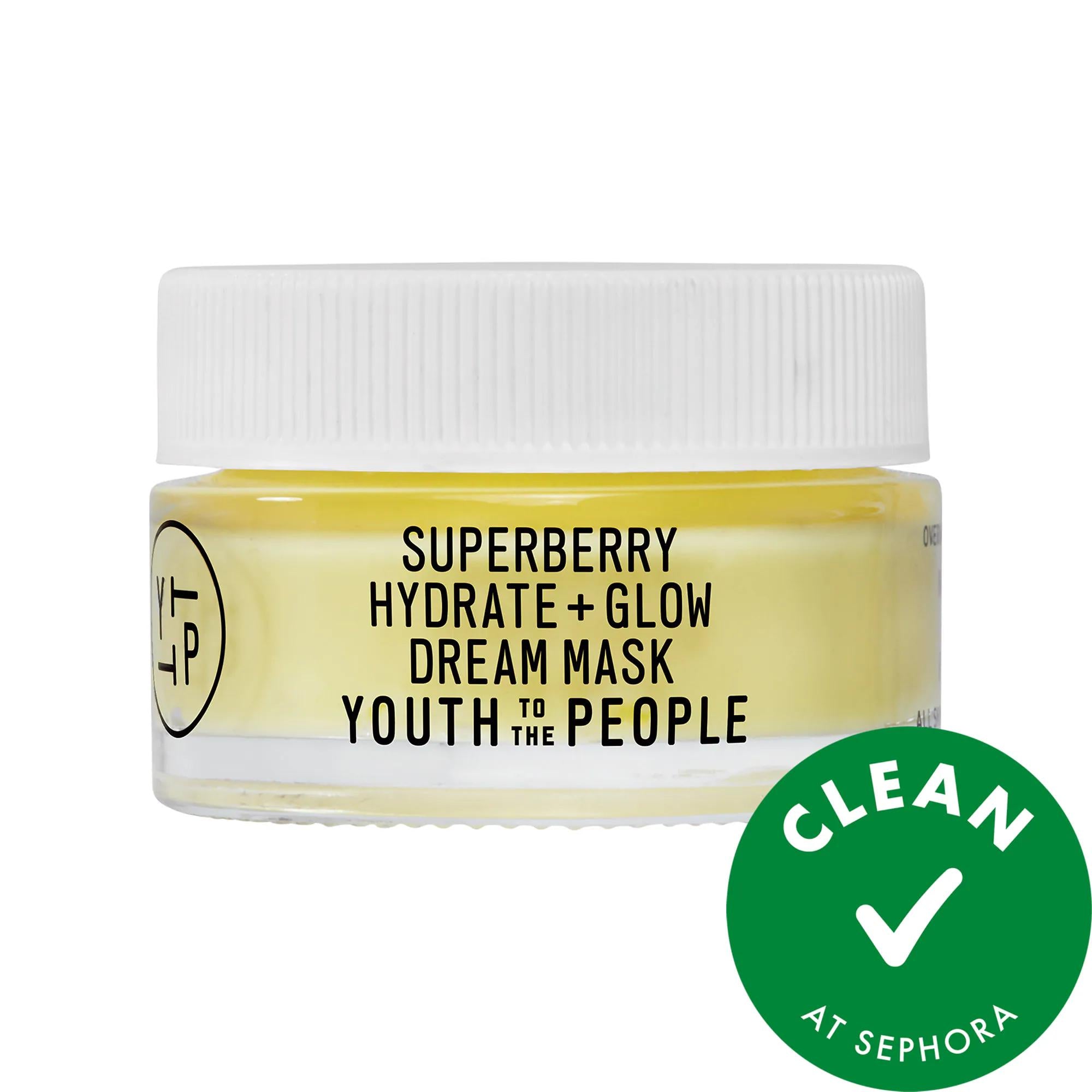 Mini Superberry Hydrate + Glow Dream Night Cream + Mask with Vitamin C - Vegan, Cruelty-Free Night Cream for Hydration and Brightening