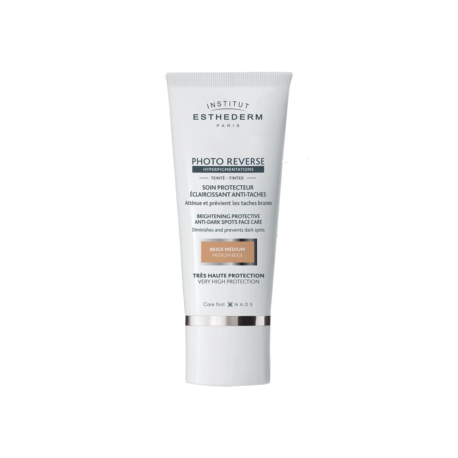 Esthederm Tinted Sunscreen Cream - High Protection with Tinted Finish, Medium Beige Shade, Photo Reverse Line