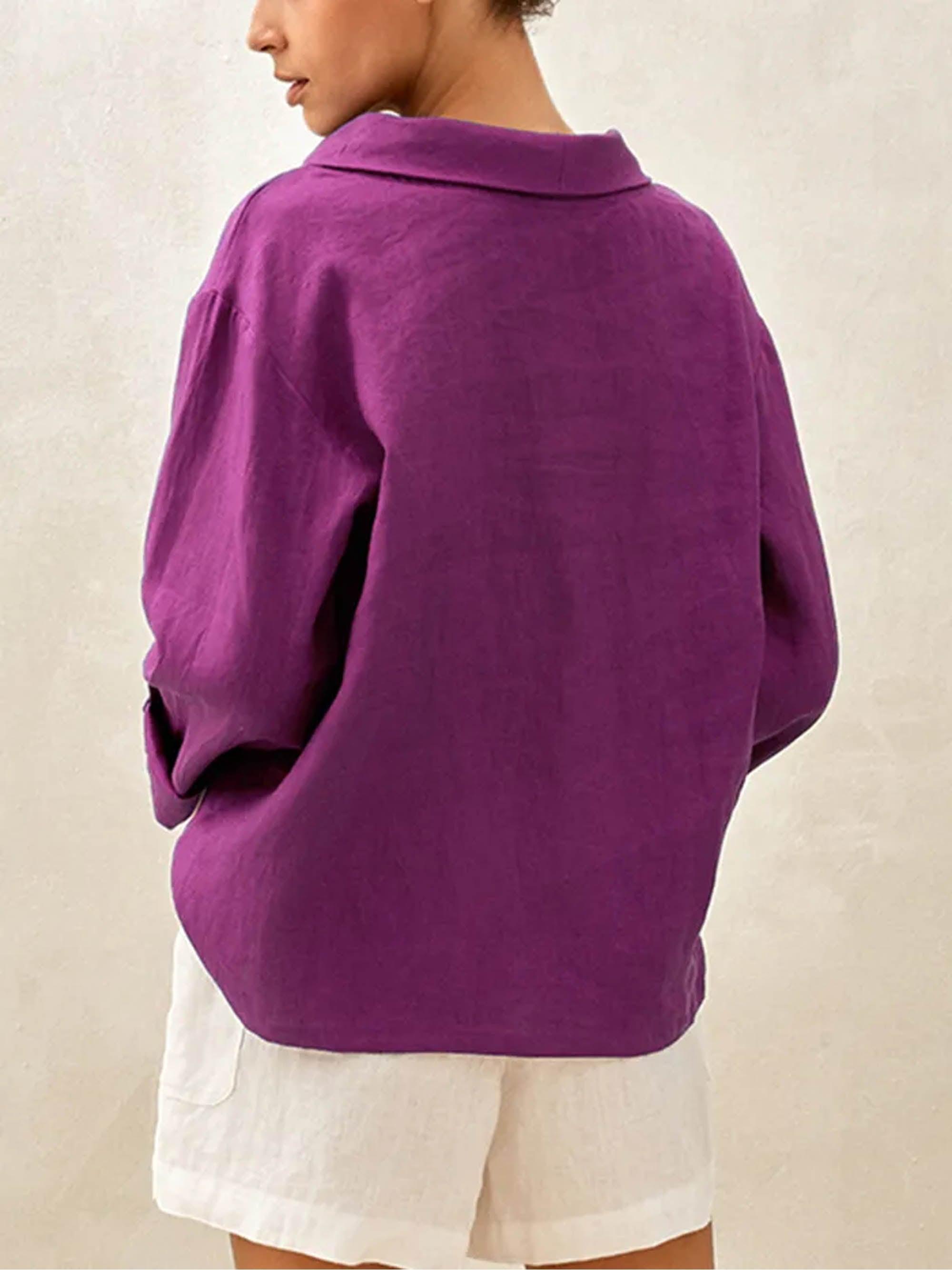 LINTICO 100% Linen Draped Neck Top HOLLIS — lifestyle worn / used context