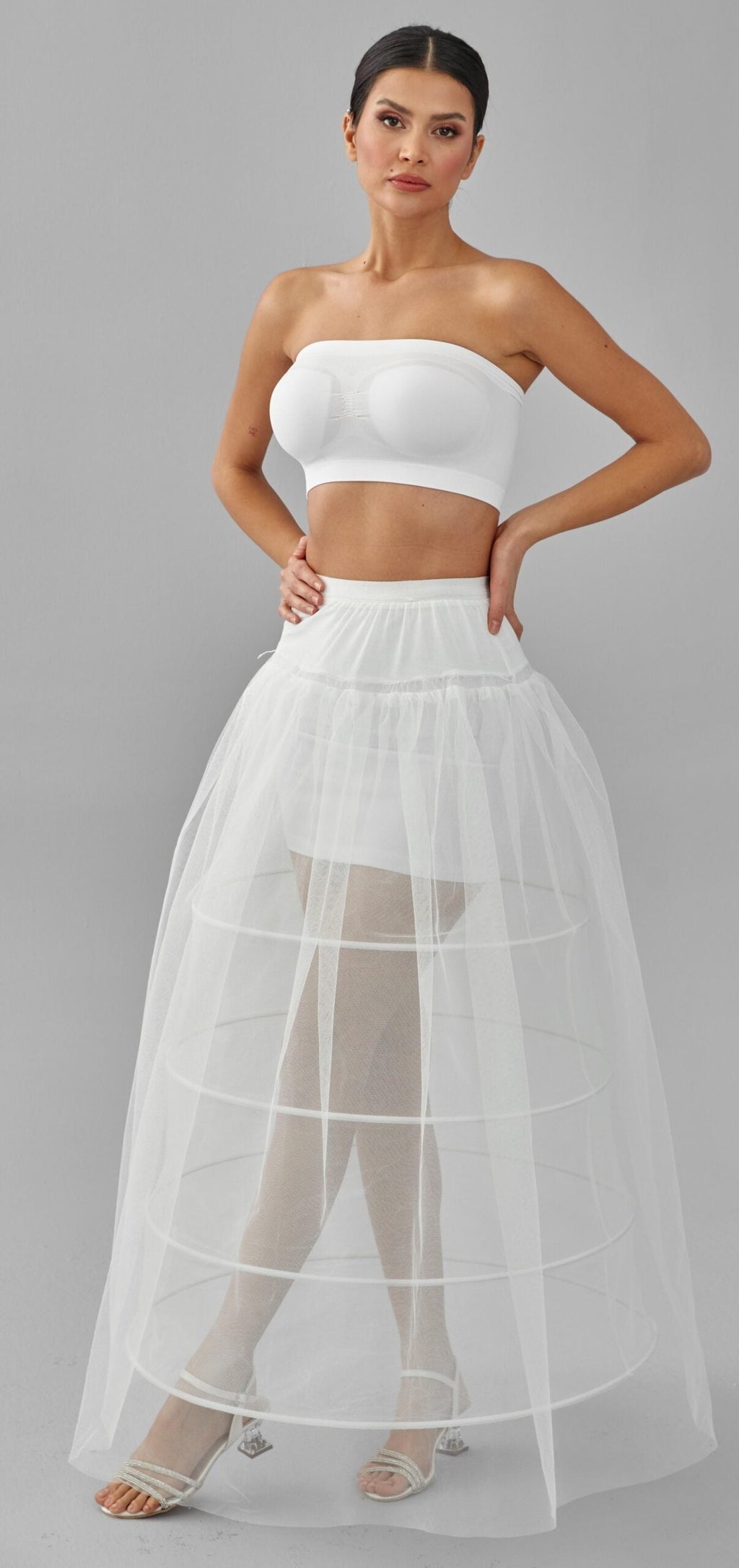 Crinoline, Wedding Dress Underskirt, White Petticoat Skirt, Four Hoop Skirt – Bridal Port, view 2