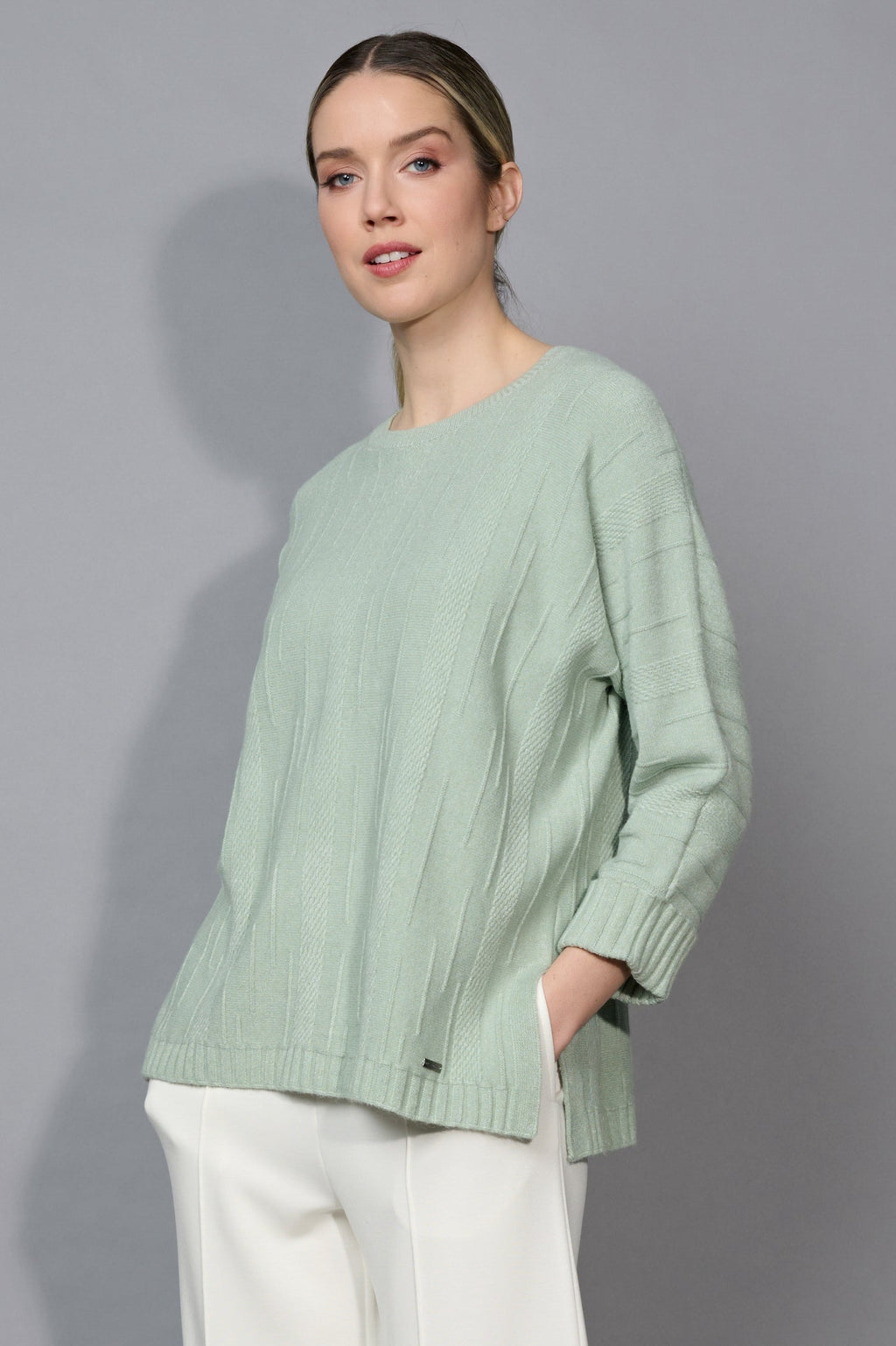 KADOU BOUTIQUE 3/4 Sleeve Textured Top — main product shot