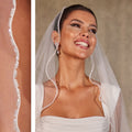 Wavy Beaded Edge Minimalist Wedding Veil- D246 – Bridal Port