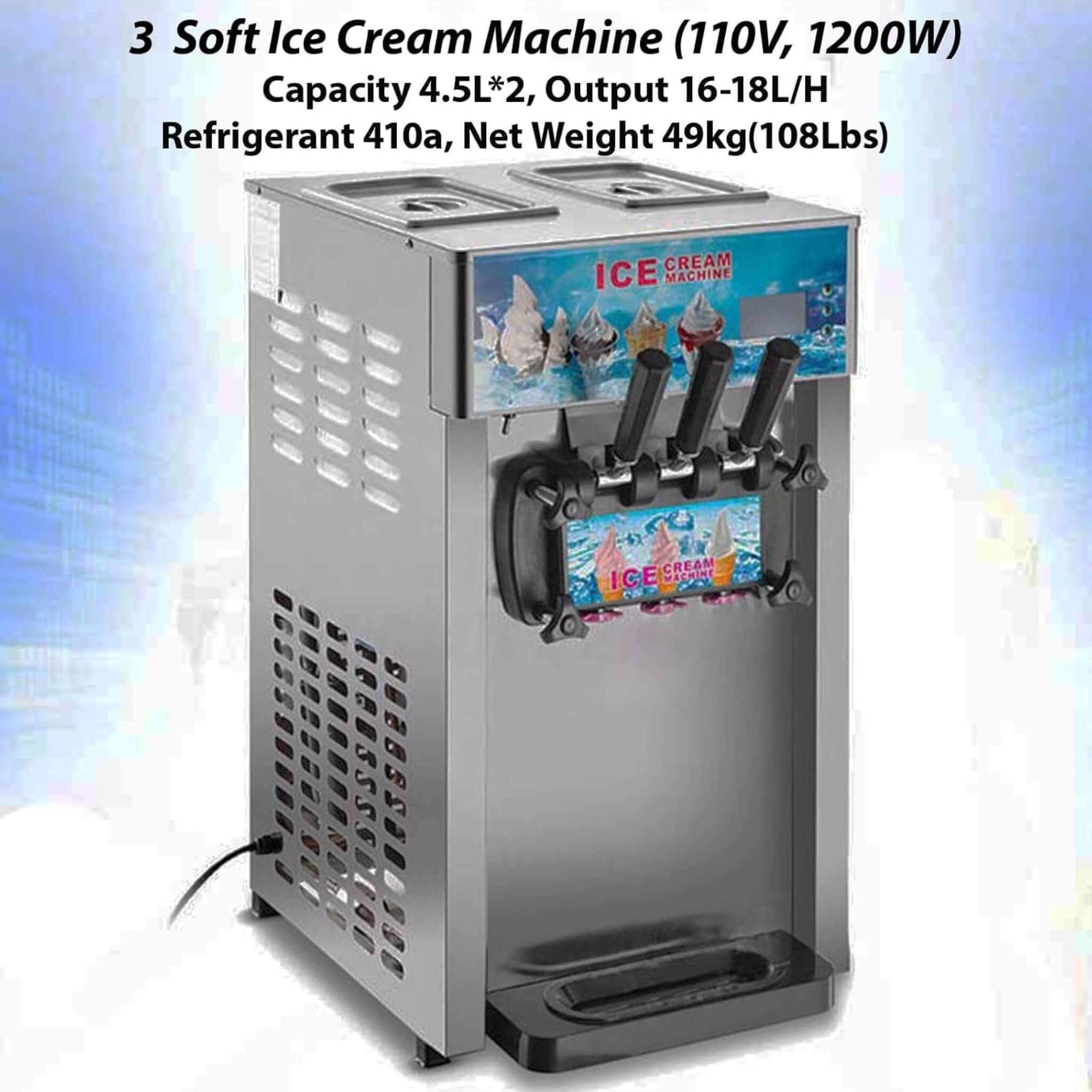 3-Flavor 9L Commercial 1200W Countertop Soft Serve Machine (SAK51986) – SAKSBY WHOLESALE, view 4