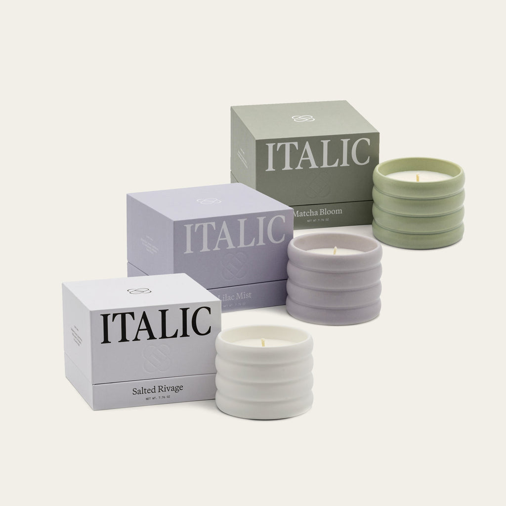 Italic Ceramic Candle — product on model