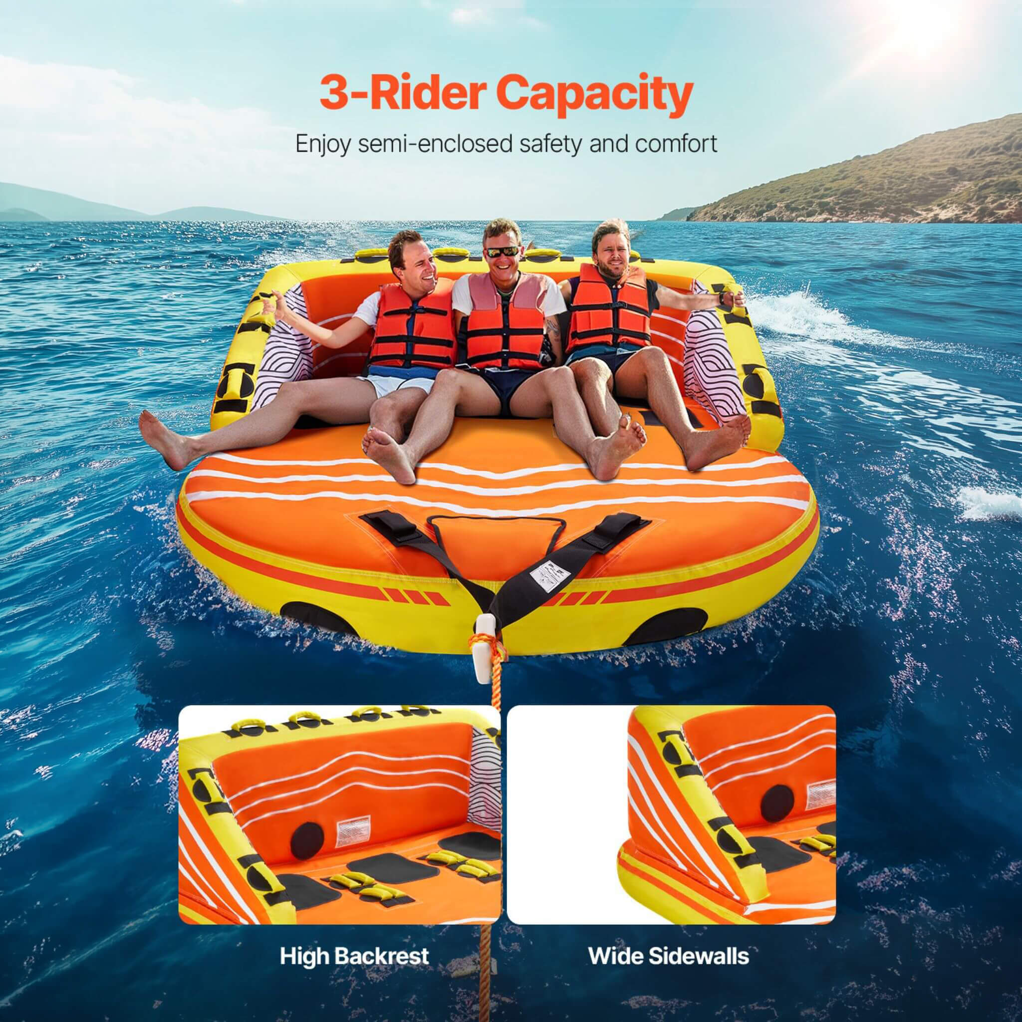 3-Person Inflatable Towable Boat Tube For Water Sports (SAK48091) – SAKSBY WHOLESALE, view 3