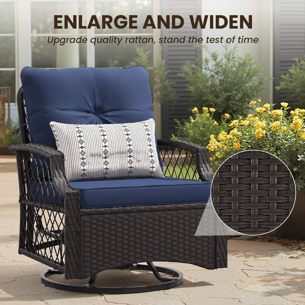 Alora 3-Piece Wicker Patio Bistro Set W/ Swivel Chairs And Table (SAK14789) – SAKSBY WHOLESALE, view 5