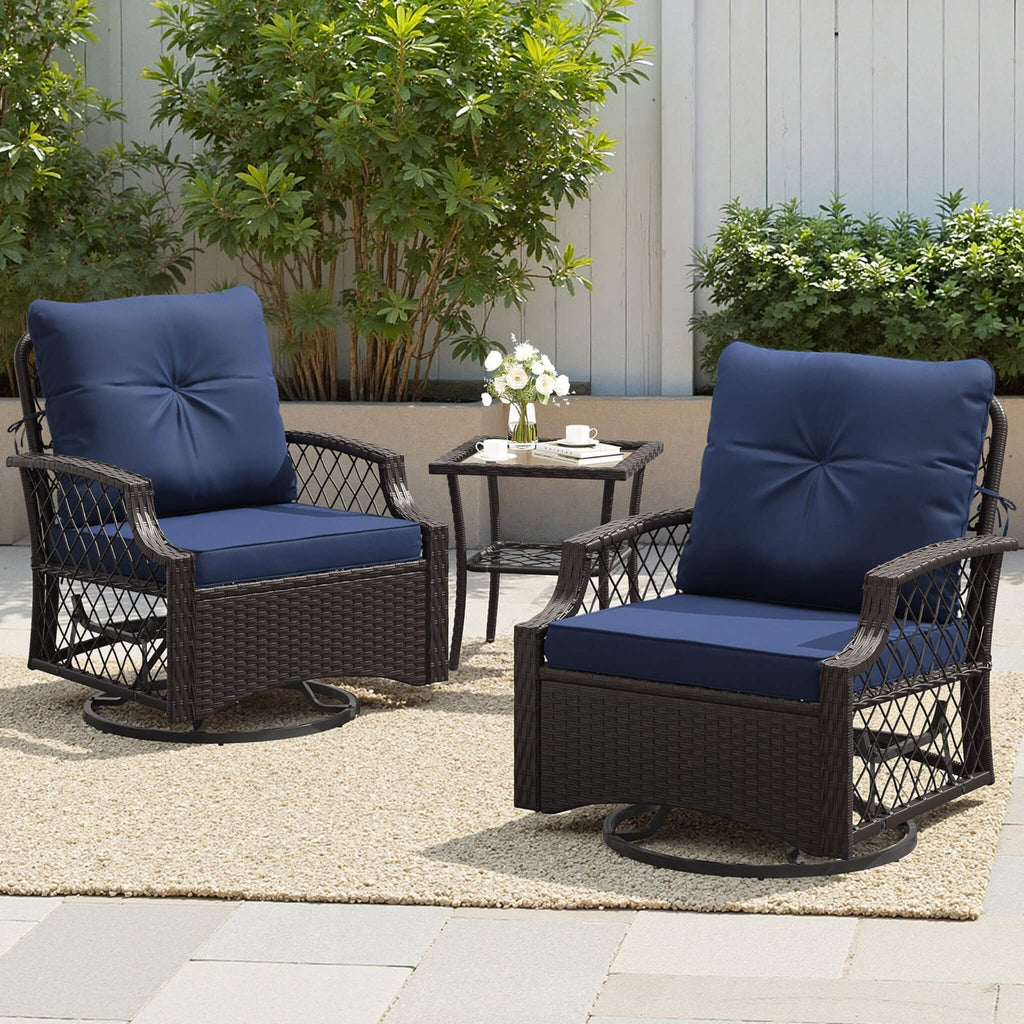 Alora 3-Piece Wicker Patio Bistro Set W/ Swivel Chairs And Table (SAK14789) – SAKSBY WHOLESALE, view 10