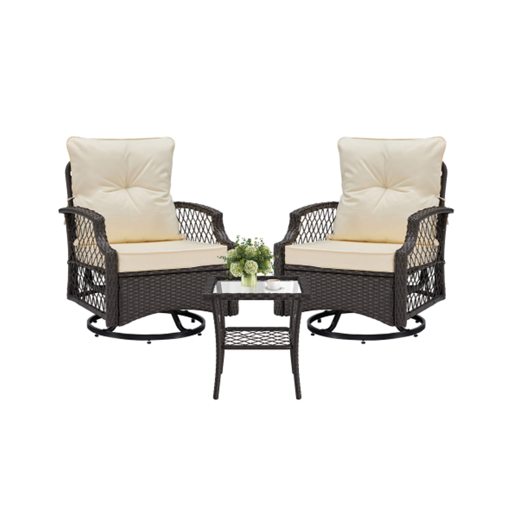 Alora 3-Piece Wicker Patio Bistro Set W/ Swivel Chairs And Table (SAK14789) – SAKSBY WHOLESALE, view 13