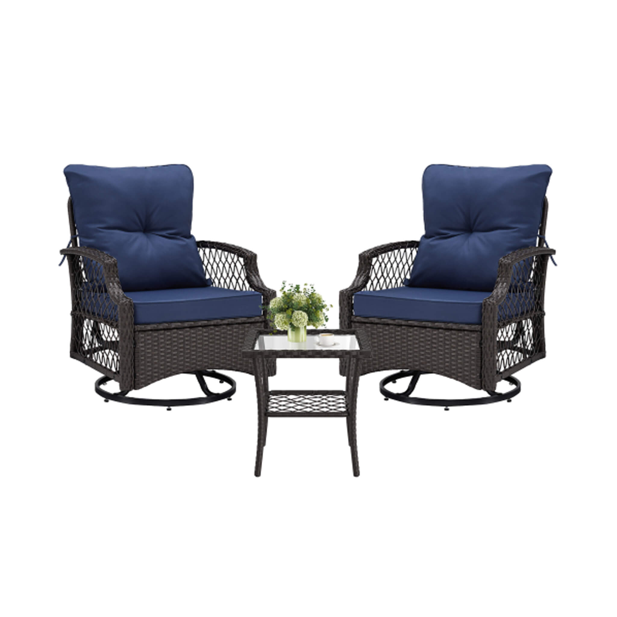 Alora 3-Piece Wicker Patio Bistro Set W/ Swivel Chairs And Table (SAK14789) – SAKSBY WHOLESALE, view 11