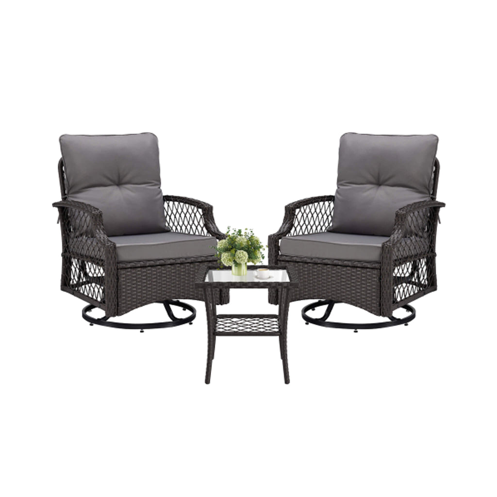 Alora 3-Piece Wicker Patio Bistro Set W/ Swivel Chairs And Table (SAK14789) – SAKSBY WHOLESALE, view 12