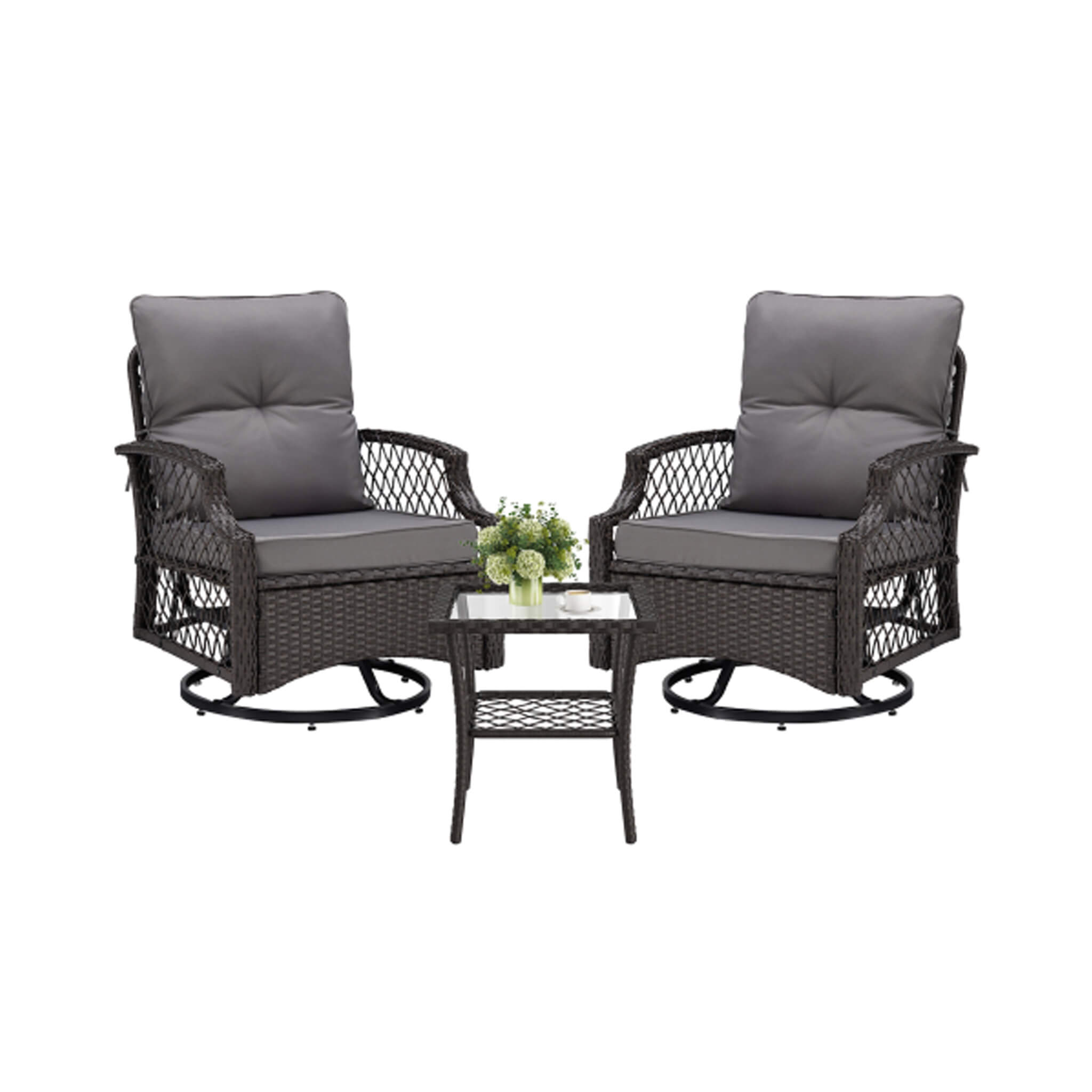 Alora 3-Piece Wicker Patio Bistro Set W/ Swivel Chairs And Table (SAK14789) – SAKSBY WHOLESALE, view 12