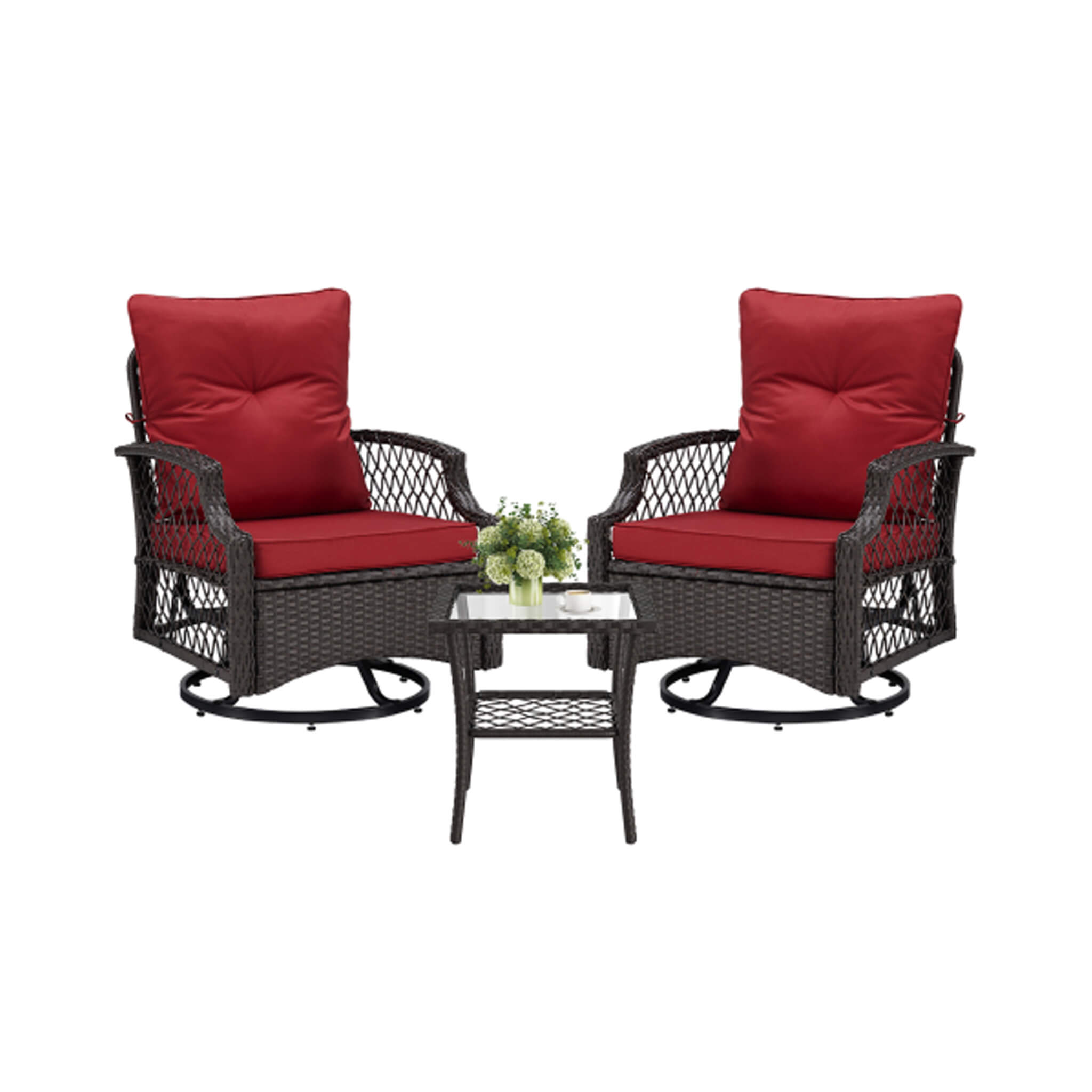Alora 3-Piece Wicker Patio Bistro Set W/ Swivel Chairs And Table (SAK14789) – SAKSBY WHOLESALE, view 14