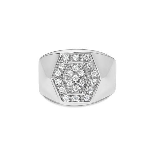 Men's .925 Sterling Silver 1/2 Cttw Multi-Diamond Hexagon Frame Ring (I-J Color, I3 Clarity) - Ring Size 10 by Bids.com