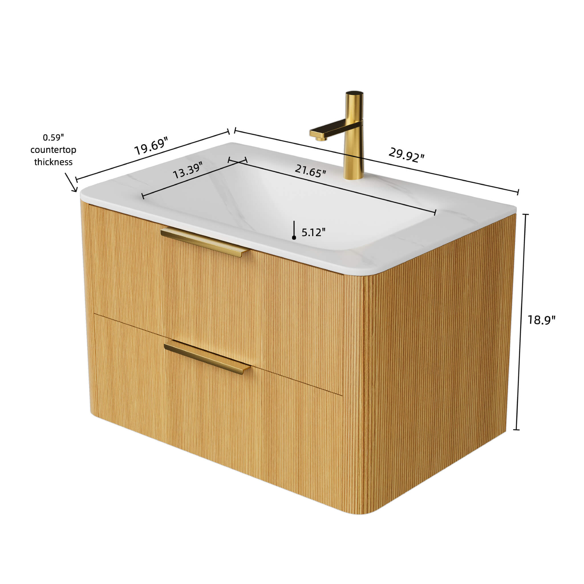 Nuvia Luxury 30/36-Inch Sintered Stone Floating Bathroom Vanity With Sink (SAK70429) – SAKSBY WHOLESALE, view 5