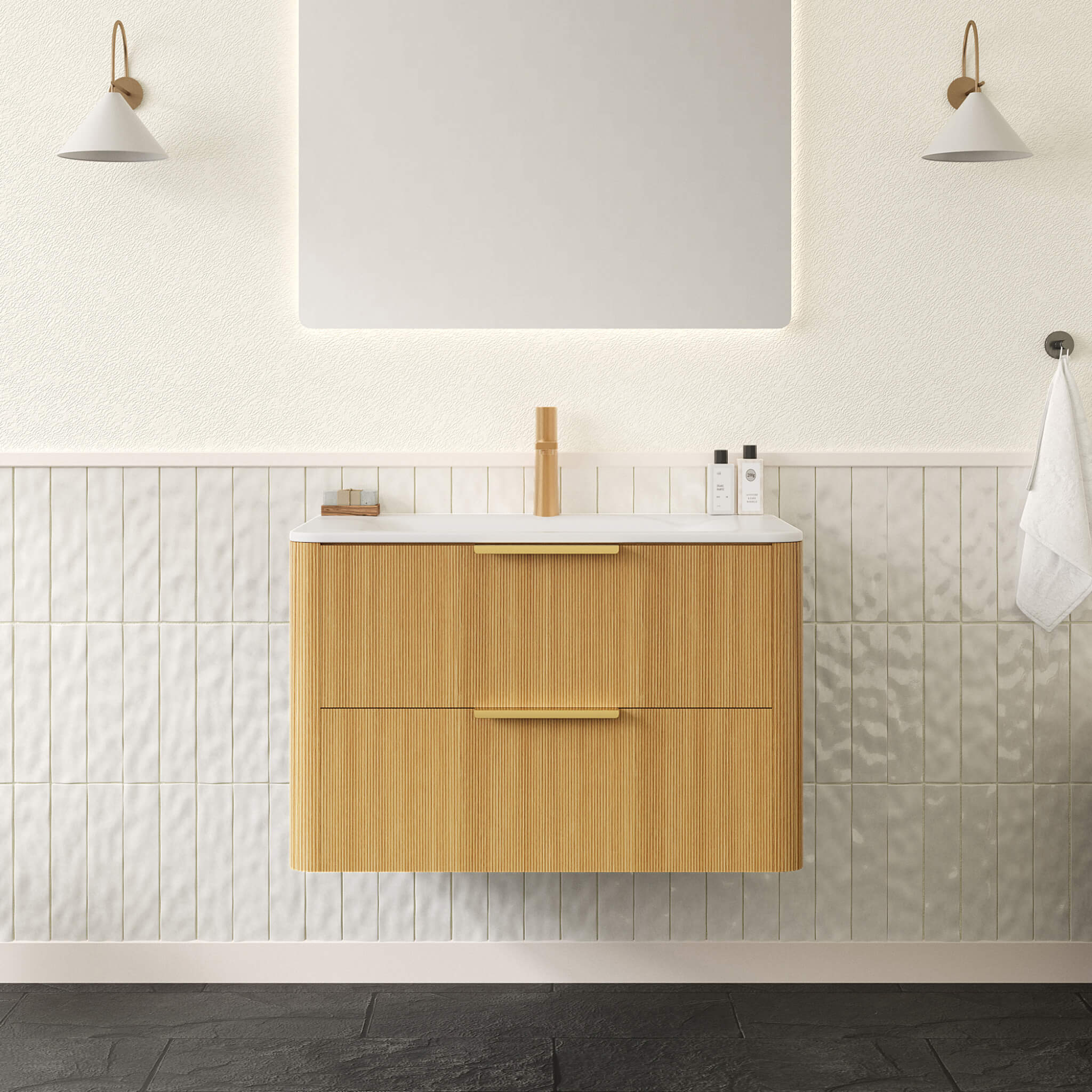 Nuvia Luxury 30/36-Inch Sintered Stone Floating Bathroom Vanity With Sink (SAK70429) – SAKSBY WHOLESALE