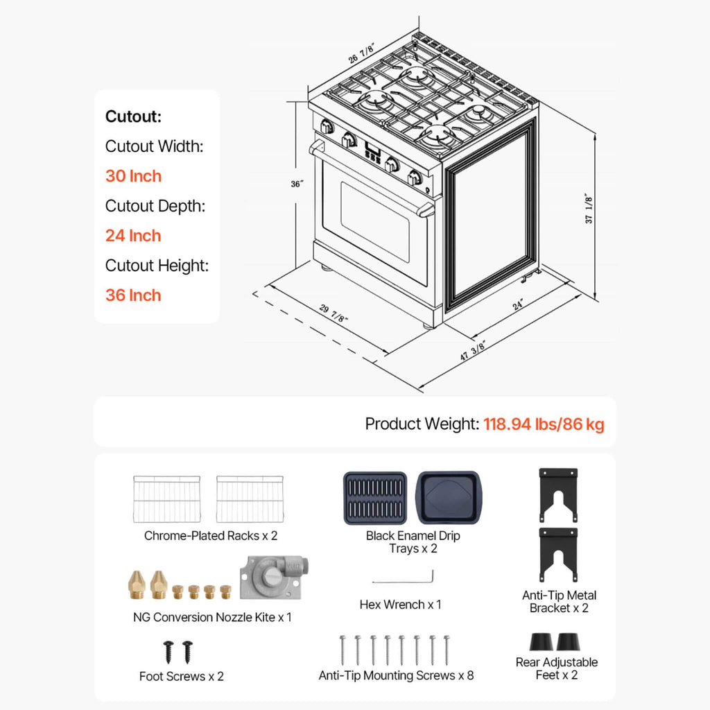 30-Inch Stainless Steel Convection Gas Range Oven With 4-Sealed Burners (SAK25187) – SAKSBY WHOLESALE, view 10