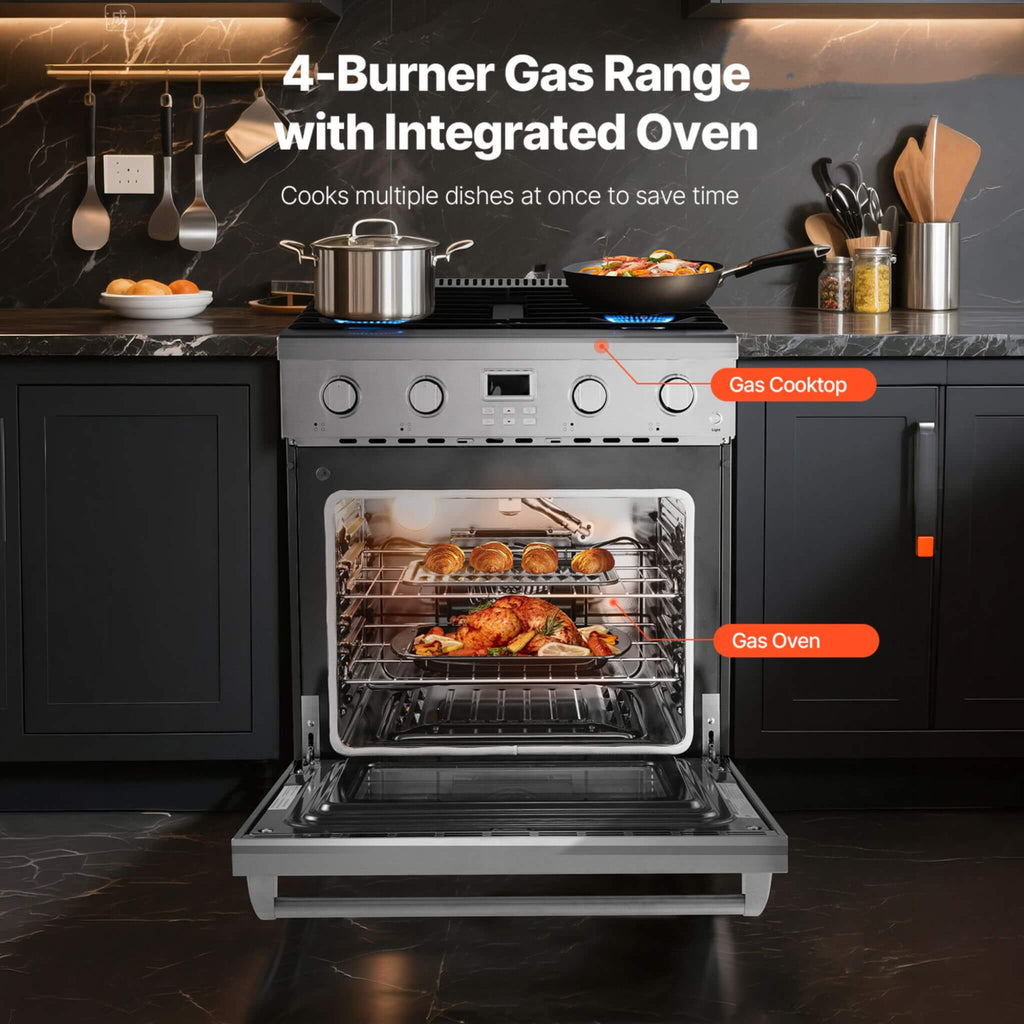 30-Inch Stainless Steel Convection Gas Range Oven With 4-Sealed Burners (SAK25187) – SAKSBY WHOLESALE, view 3