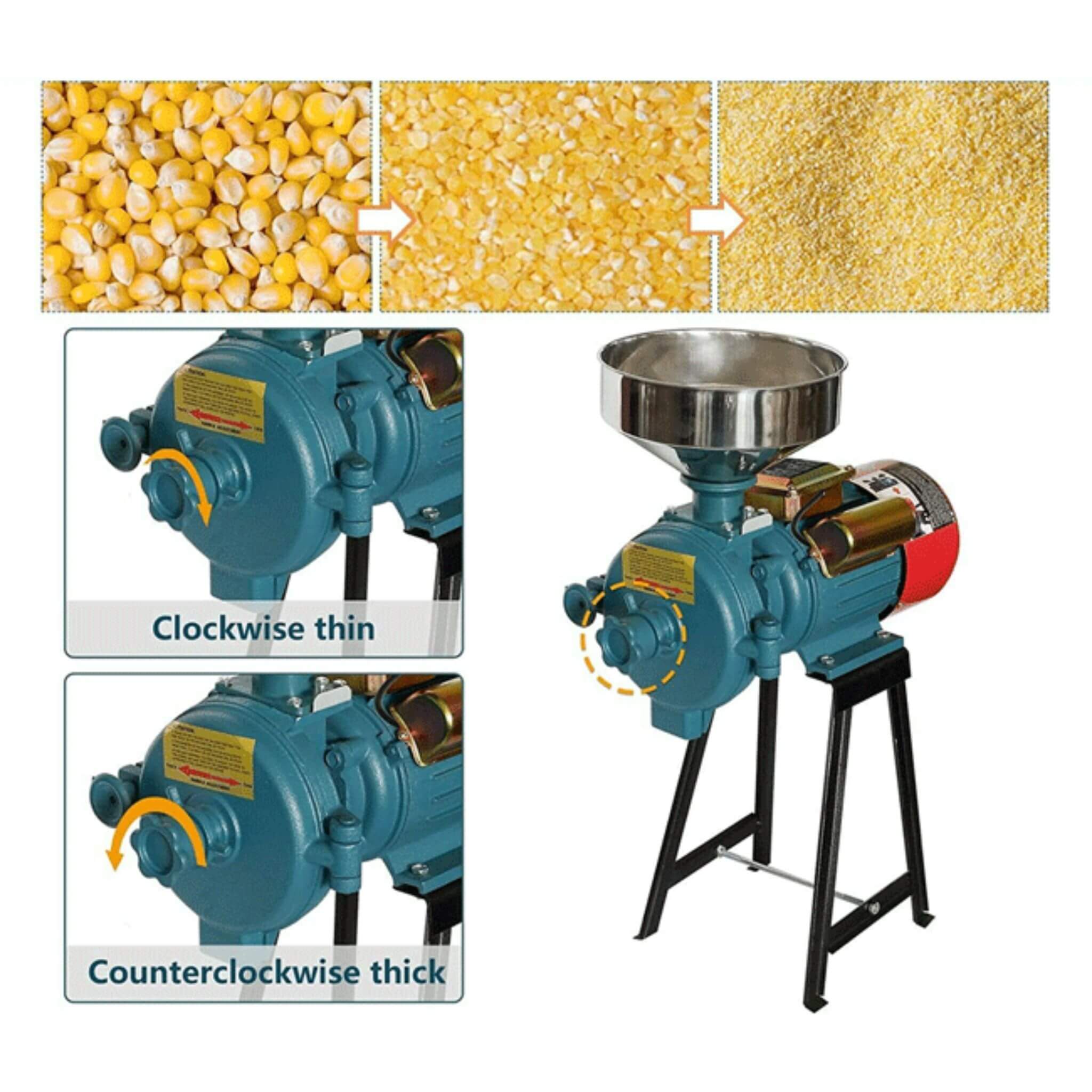 3000W Commercial Electric Dry Corn Wheat Grain Mill Grinder (SAK91135) – SAKSBY WHOLESALE, view 3