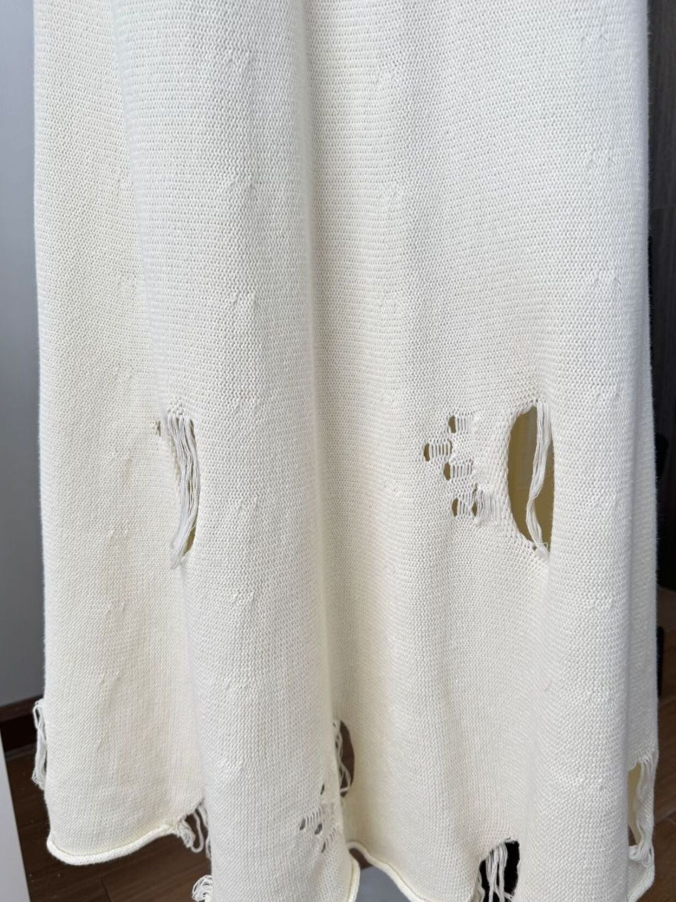 Distressed Long Sleeve Sweater and Skirt Set