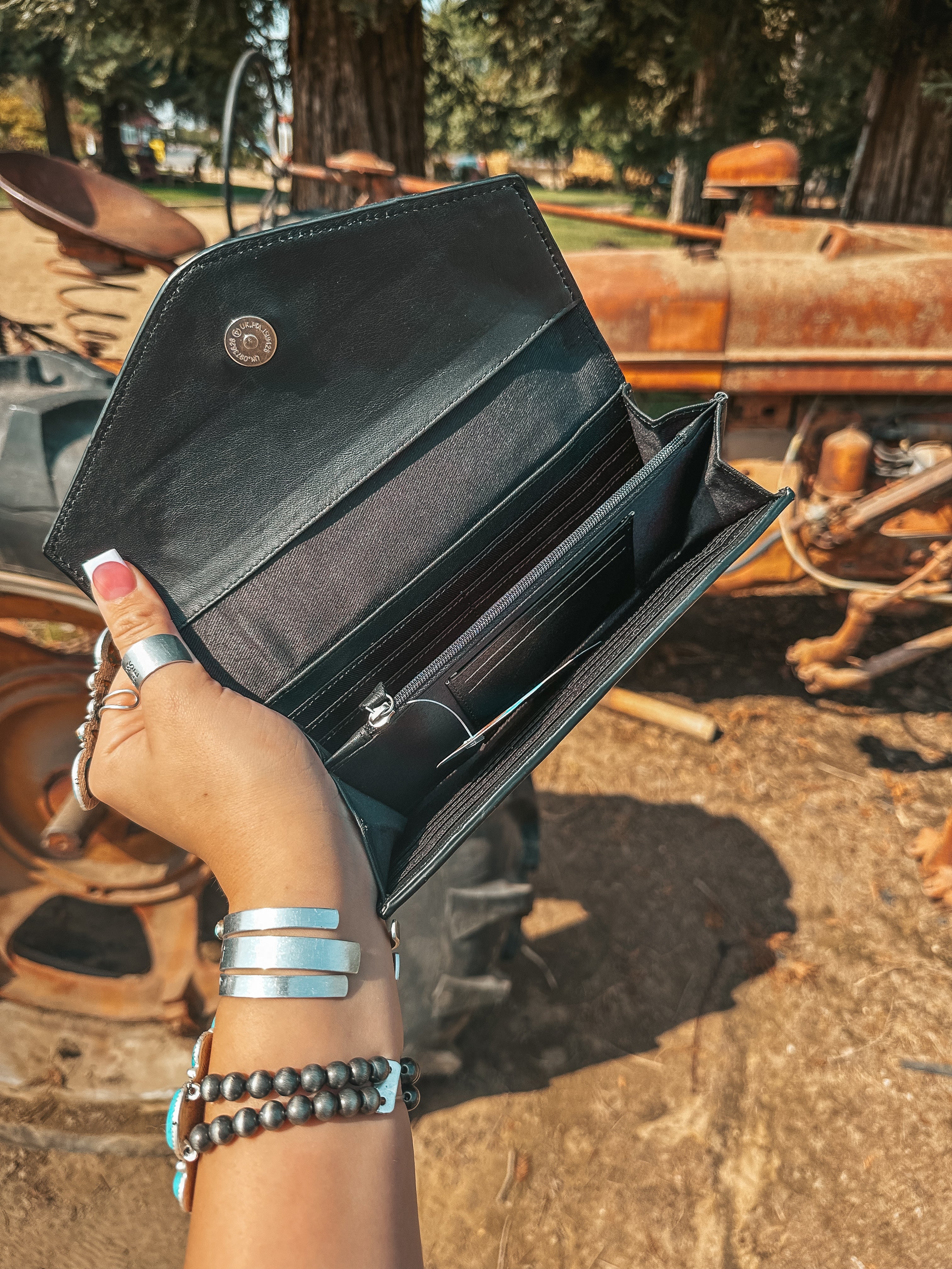 Haute Southern Hyde The Turquoise Tooled Beauty Wallet a Haute Southern Hyde Exclusive Cowhide Western Wallet — back view
