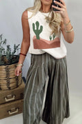Multicolour Cactus Western Oasis Loose Sweater Vest