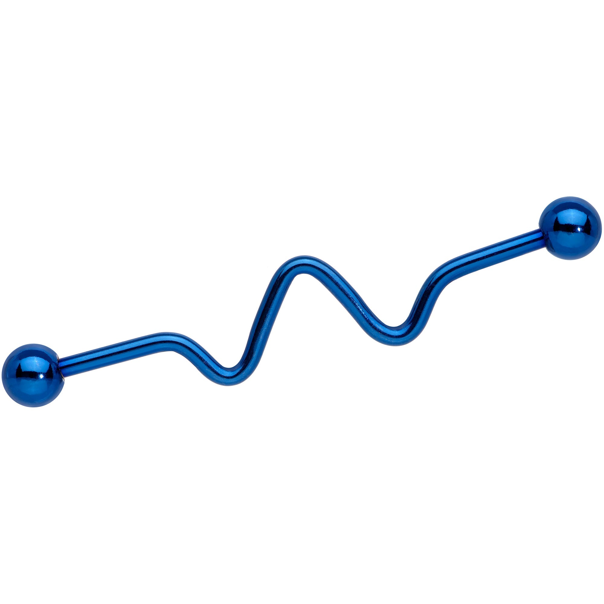 BodyCandy Wave Blue Anodized Titanium Industrial Project Bar 40mm — main product shot
