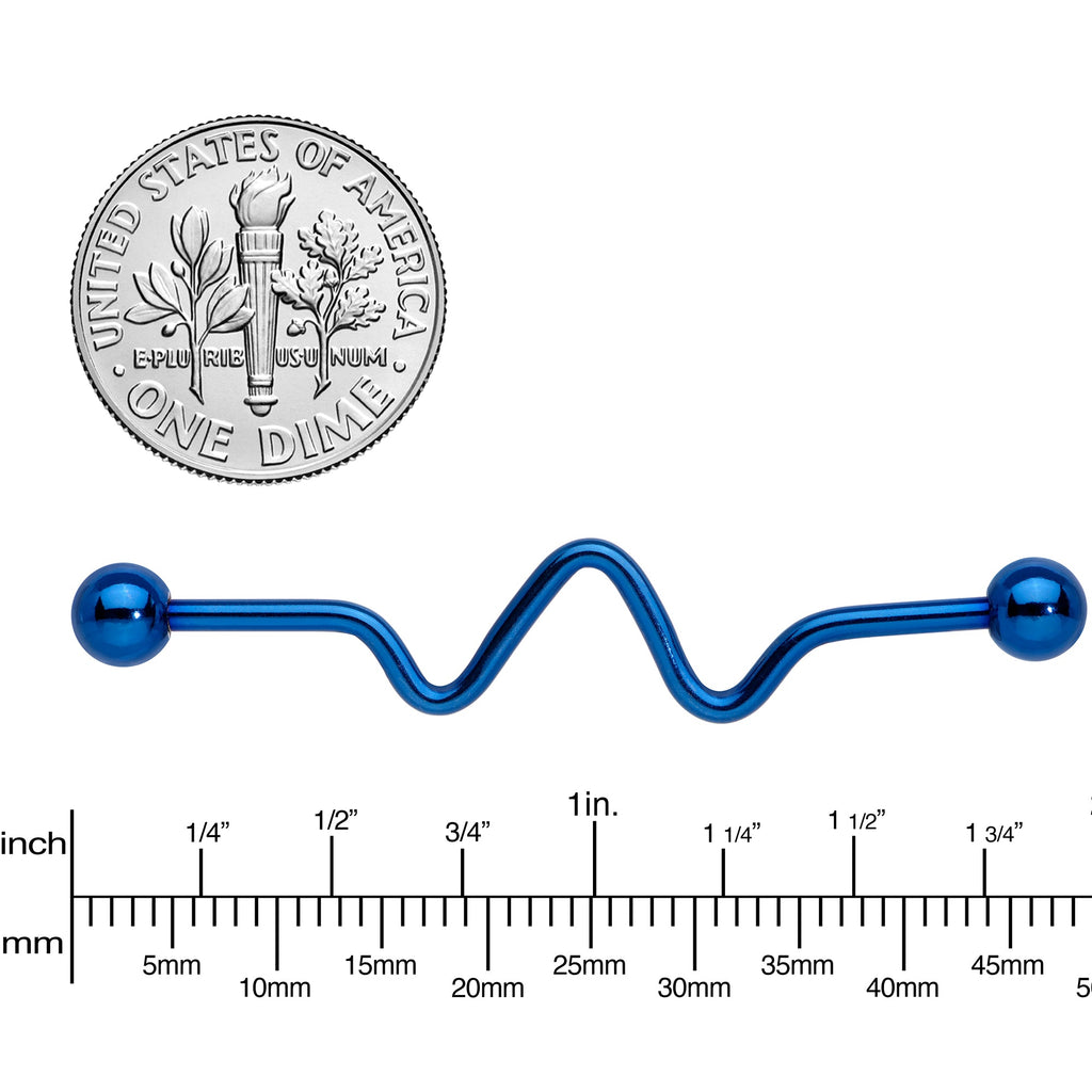BodyCandy Wave Blue Anodized Titanium Industrial Project Bar 40mm — lifestyle context