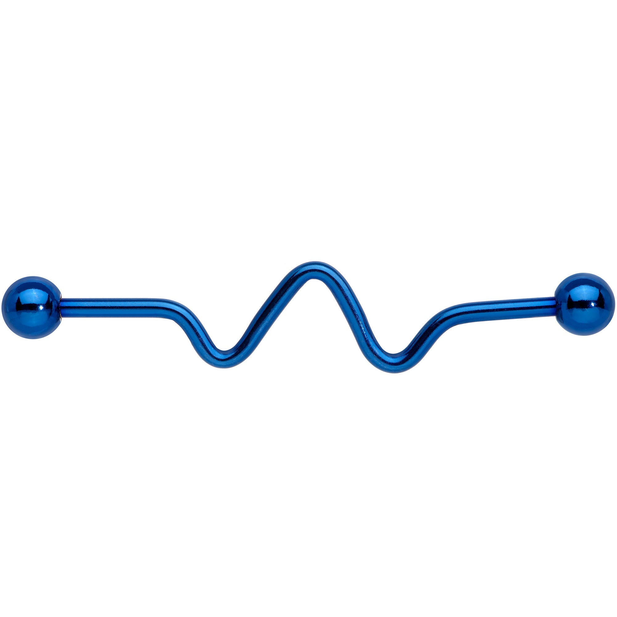 BodyCandy Wave Blue Anodized Titanium Industrial Project Bar 40mm — detail close-up