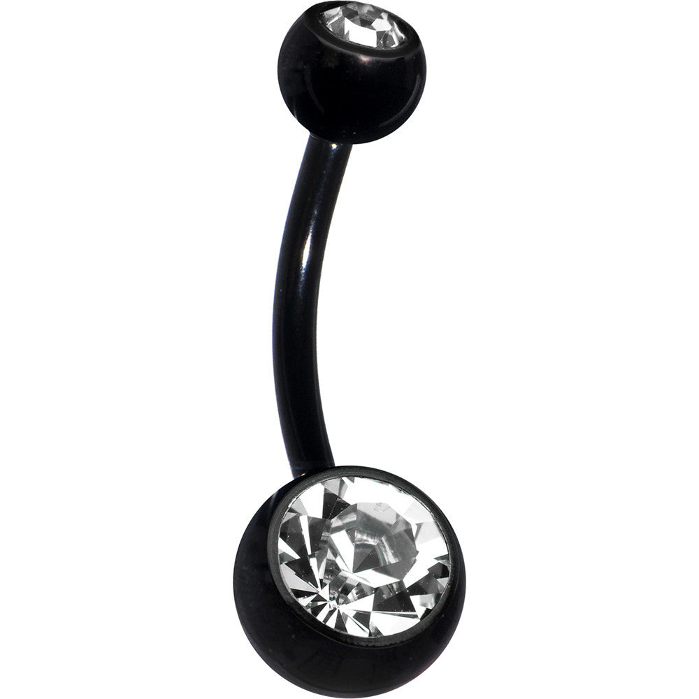 BodyCandy Black Double Gem Anodized Titanium Belly Ring — main product shot