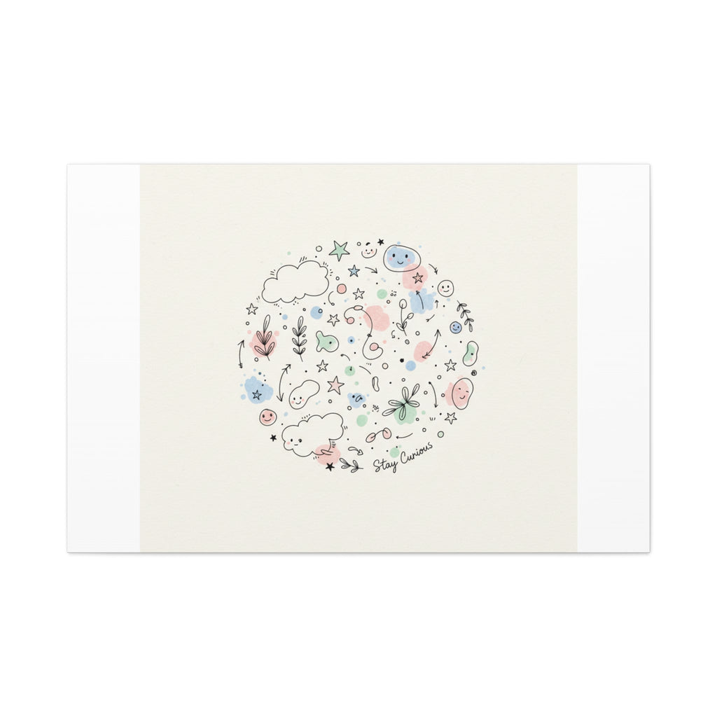 Doodle Circle Line Drawing Matte Canvas, Hand-Drawn Sketch Art