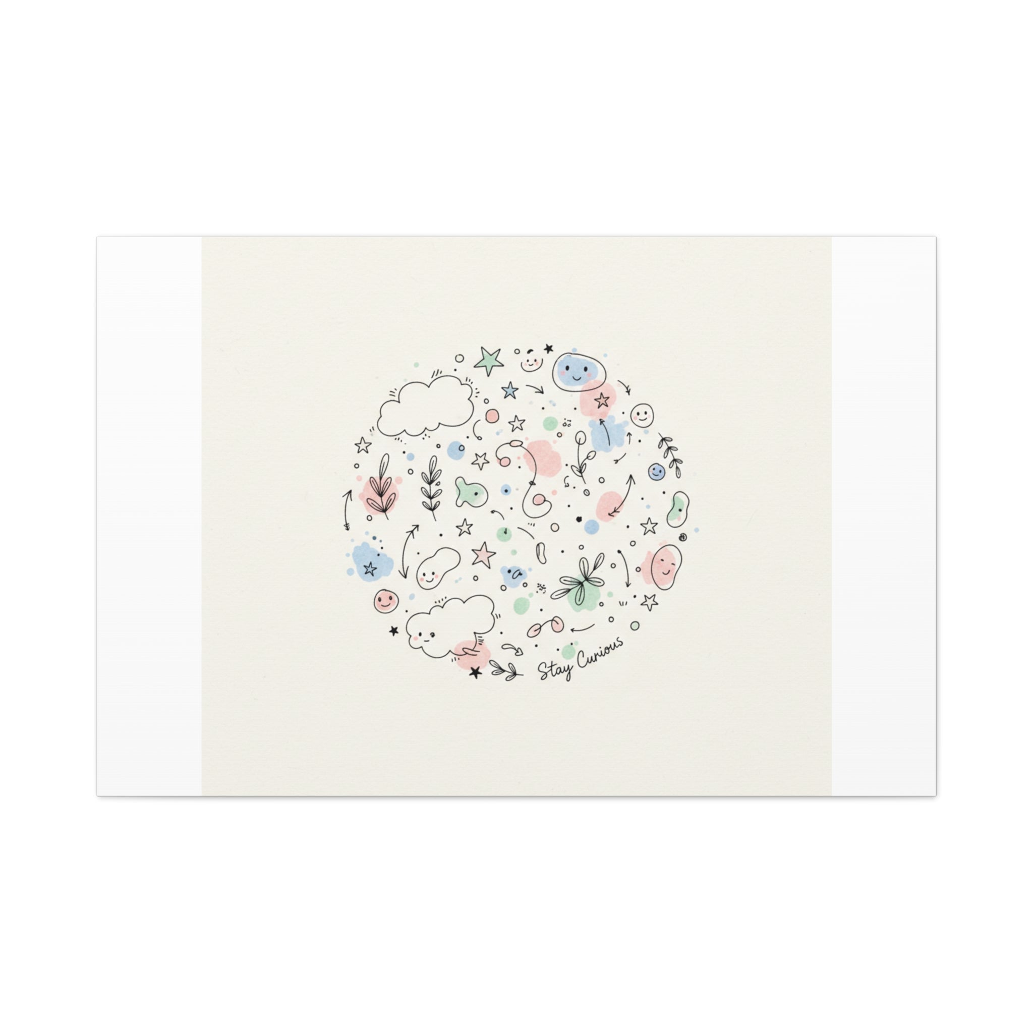 Doodle Circle Line Drawing Matte Canvas, Hand-Drawn Sketch Art