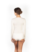 tittimitti EGI Exclusive Merino Wool Blend Top V-Neck Lace Trim Long Sleeves. Proudly Made in Italy (303) — lifestyle context