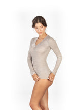 tittimitti EGI Exclusive Merino Wool Blend Top V-Neck Lace Trim Long Sleeves. Proudly Made in Italy (303) — fabric or materia